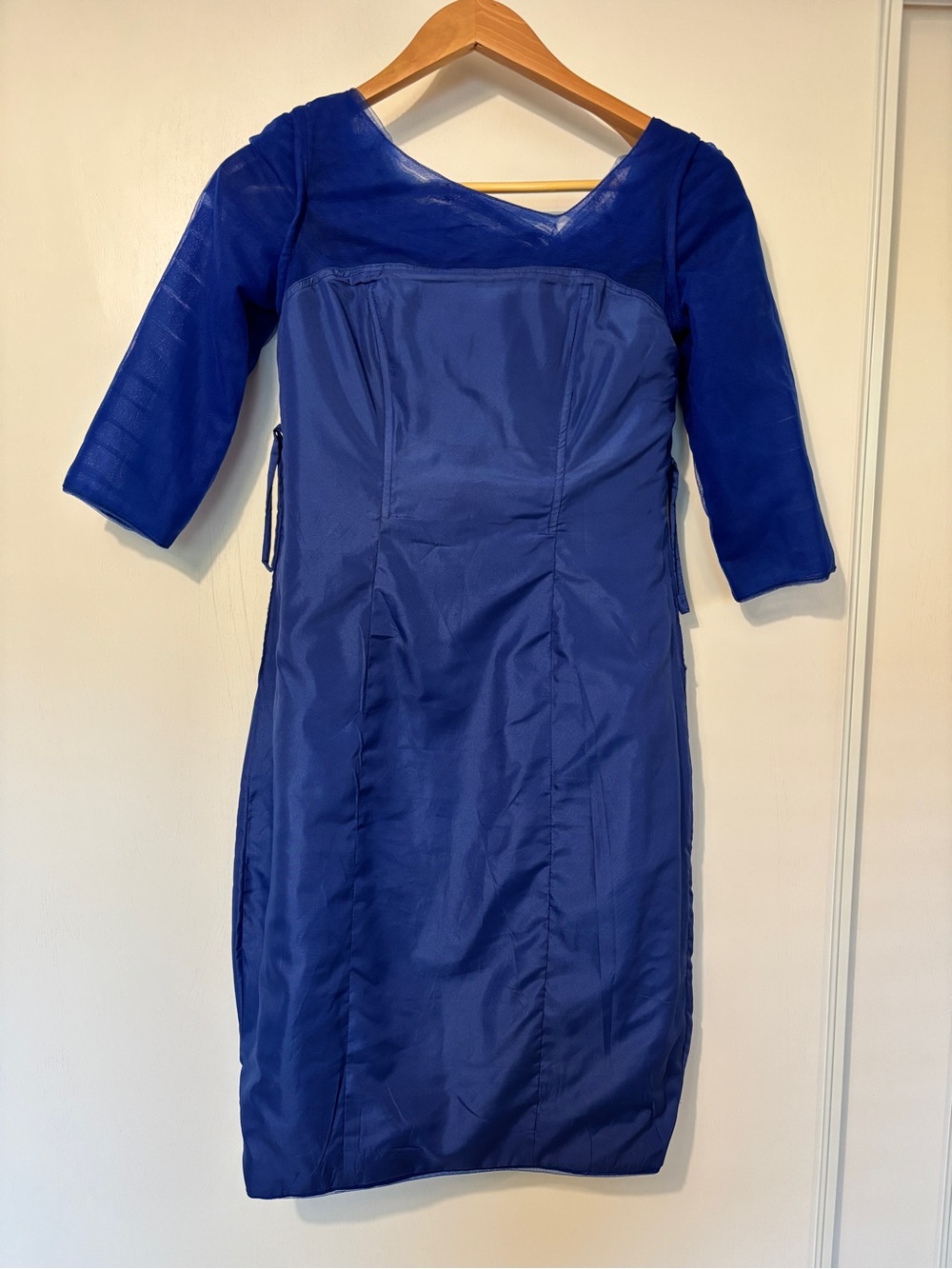 JJs House Royal Blue Cocktail Tulle Midi Dress Size 4-6 Prom Wiggle Dress Guest - Picture 11 of 12